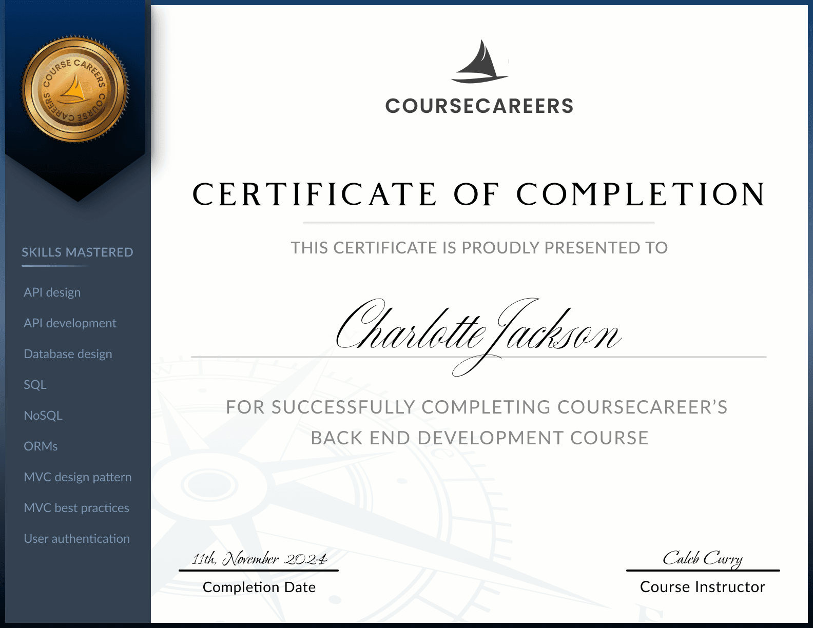 professional certification of CourseCareers