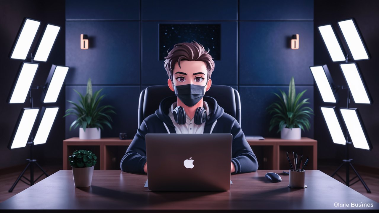 Illustration of a person learning AI with free online courses and tutorials on a laptop